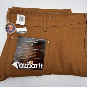 Carhartt B01 BRN Double Front Work Dungaree Brown Duck Pants 52x30 USA NWT NOS
